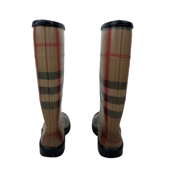BURBERRY Rubber Rain Boots Plaid Check Pattern Women's Size 37 / 7 - Picture 4 of 12
